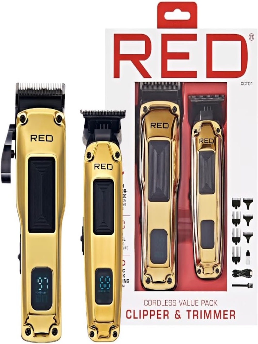 RED Professional Cordless Clipper & Trimmer Value Pack (Model CCT01) Brand New